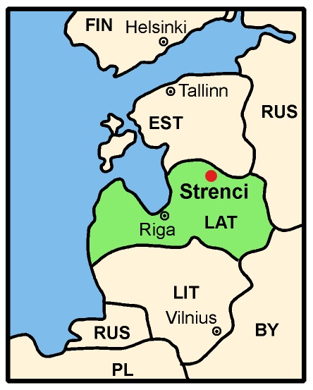 Map of Baltikum with Town of 1st EFOL Strenci